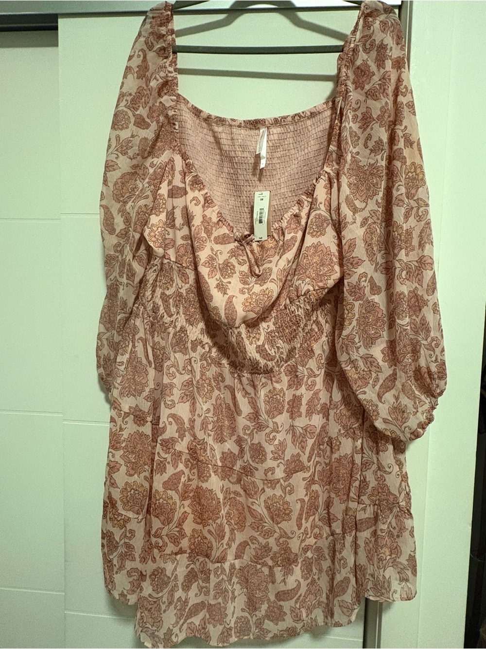 Plus size Boho Floral Mini Dress in Dusty Rose